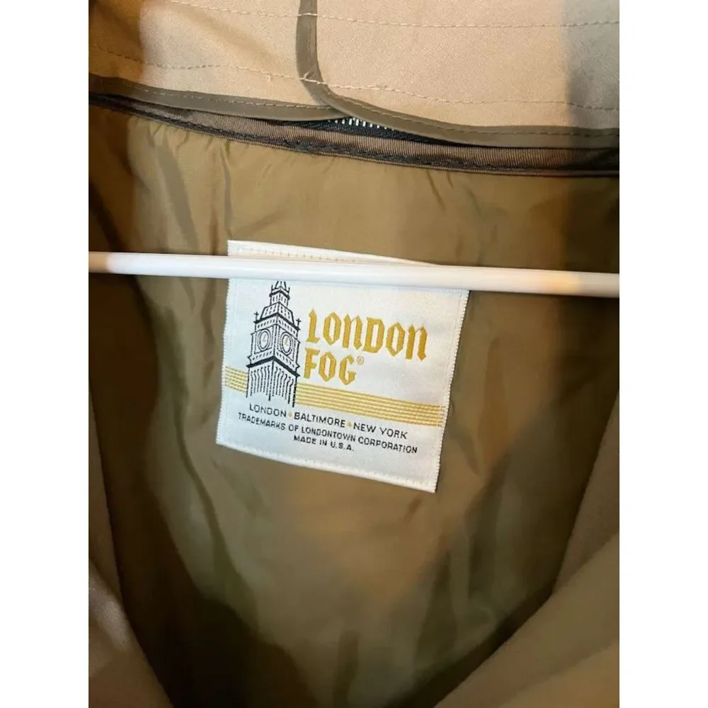Vintage London Fog Trench Coat Mens 46 Long Beige Wamsutta Thinsulate Lined USA - Picture 7 of 8